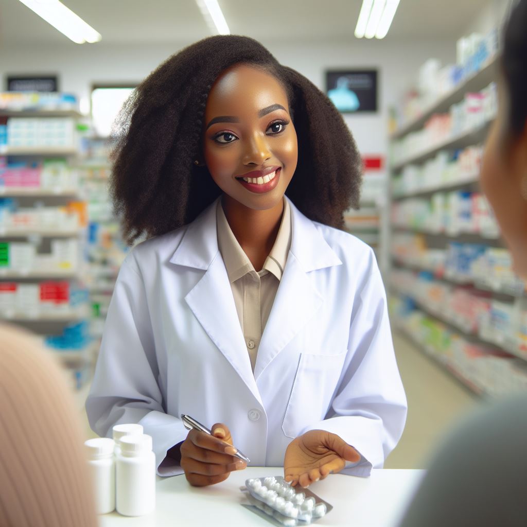 Kenyan Pharmacist Educating Customers