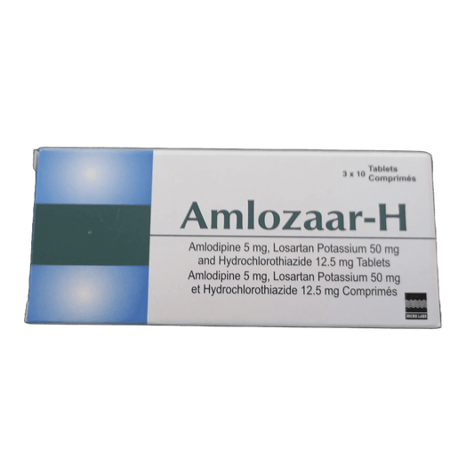 Amlozaar H Tablets 30s (Amlodipine 5 mg/Hydrochlorothiazide 12.5 mg/ Losartan Potassium 50 mg)
